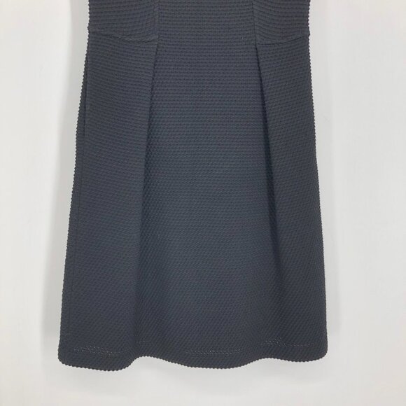 St John Black Textured Jewel Neck Pleated A-Line Short Sleeve Dress size ~S - Picture 6 of 16